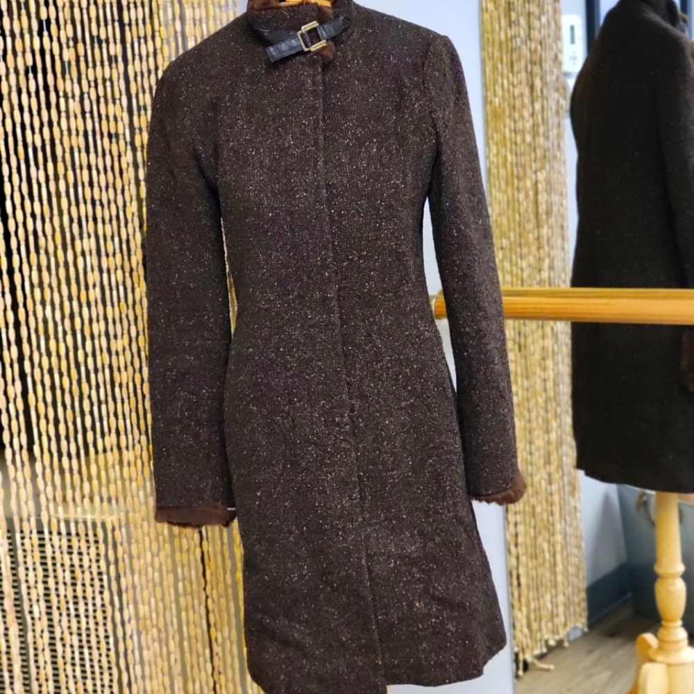 Via Spiga Wool 3/4 length coat in Brown, size 4
